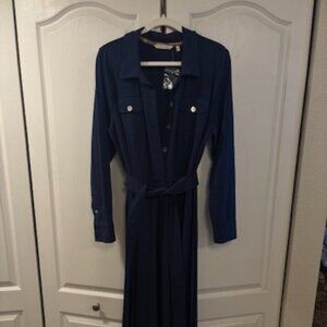 Soft Surroundings Woman's L Navy Blue Long Sleeve Dress